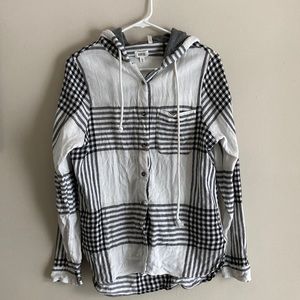 Womens Hooded Plaid Shirt Size Large